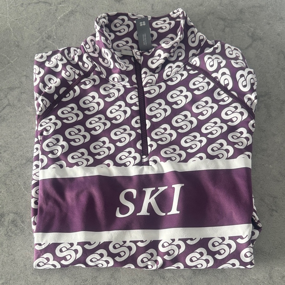 Sweaty Betty Purple and White SKI Pullover